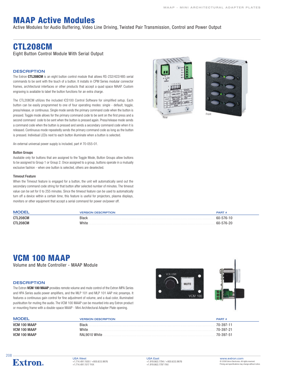 Extron electronic MAAP Active Modules VCM 100 MAAP User Manual | 12 pages
