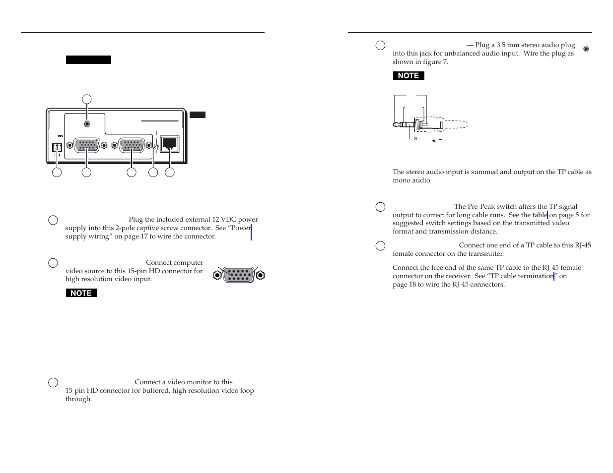 Connections and settings, Transmitter, Power connection | Video and audio connections, Twisted pair connection and settings, Versatools, Mtp 15hd a series, cont’d connections and settings | Extron electronic MTP T 15HD A AAP User Manual | Page 10 / 18