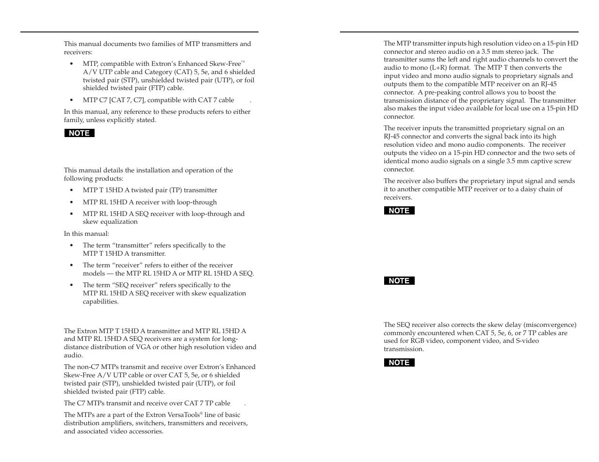 Versatools® mtp 15hd a series, co, About this manual, About the mtp transmitters and receivers | Mtp 15hd a series, Versatools, Mtp 15hd a series, cont’d | Extron electronic MTP T 15HD A AAP User Manual | Page 5 / 18