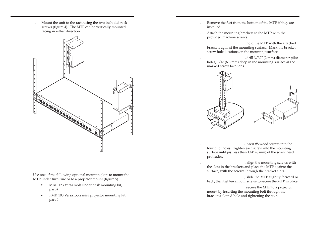 Furniture or projector mounting | Extron electronic MTP T 15HD A AAP User Manual | Page 9 / 18