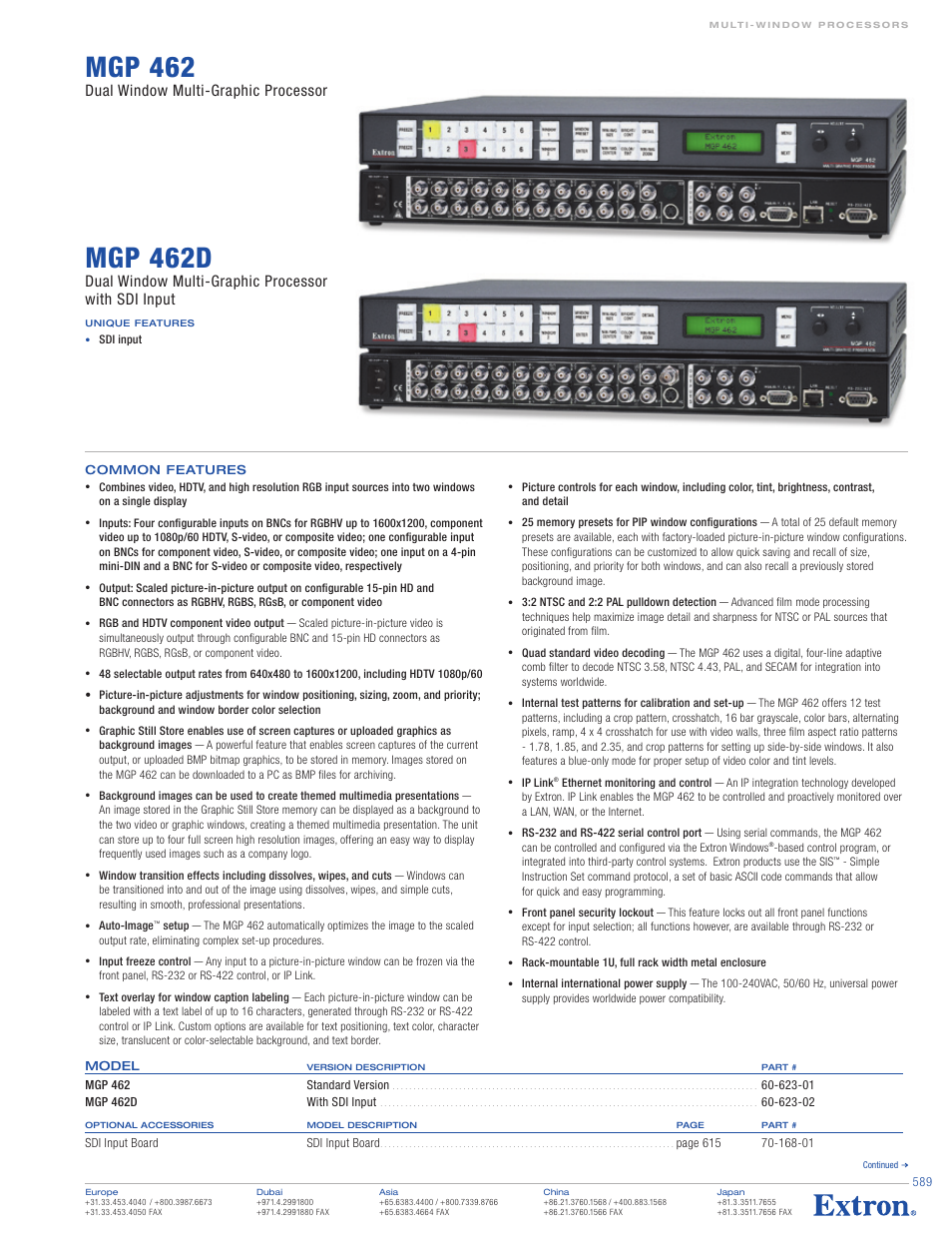 Extron electronic Dual Window Multi-Graphic Processor MGP 462D User Manual | 2 pages