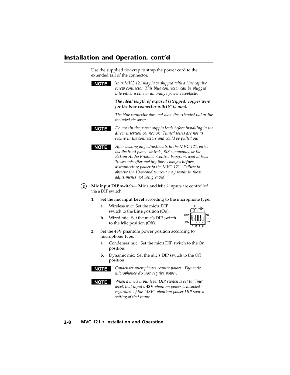 Installation and operation, cont’d | Extron Electronics MVC 121 User Manual | Page 20 / 48