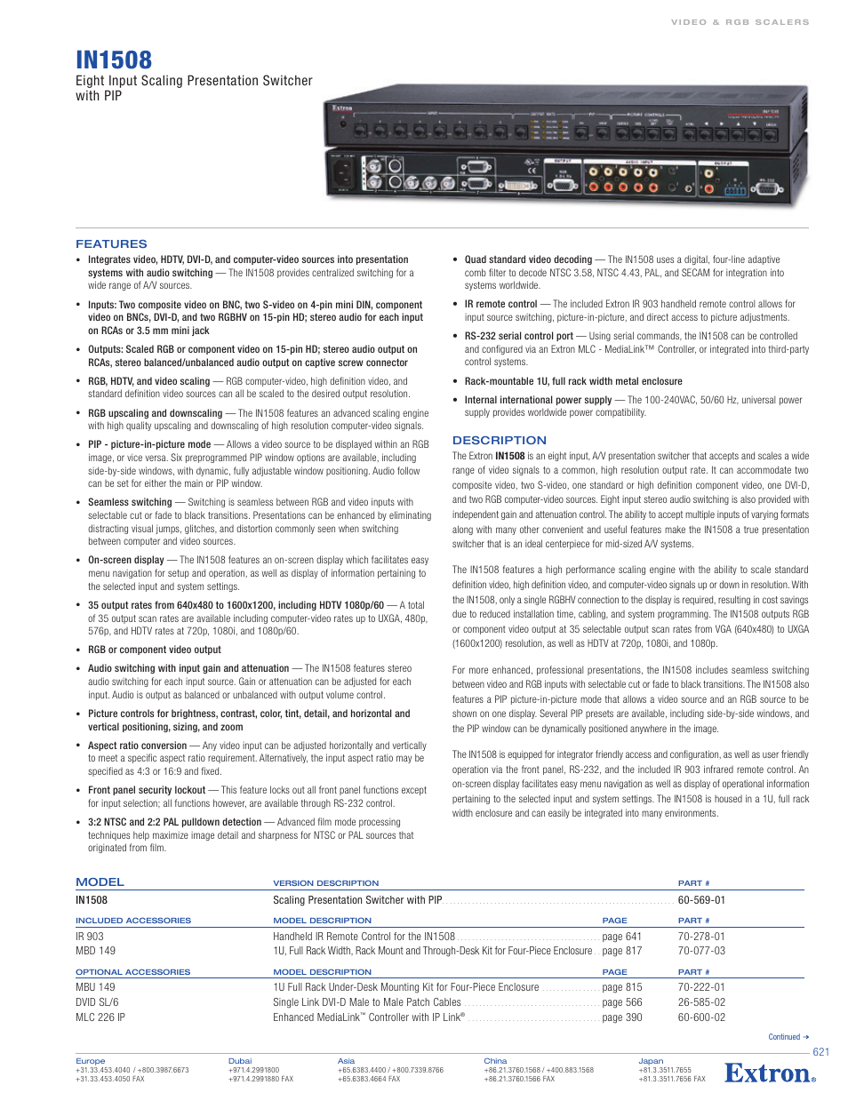 Extron electronic IN1508 User Manual | 2 pages