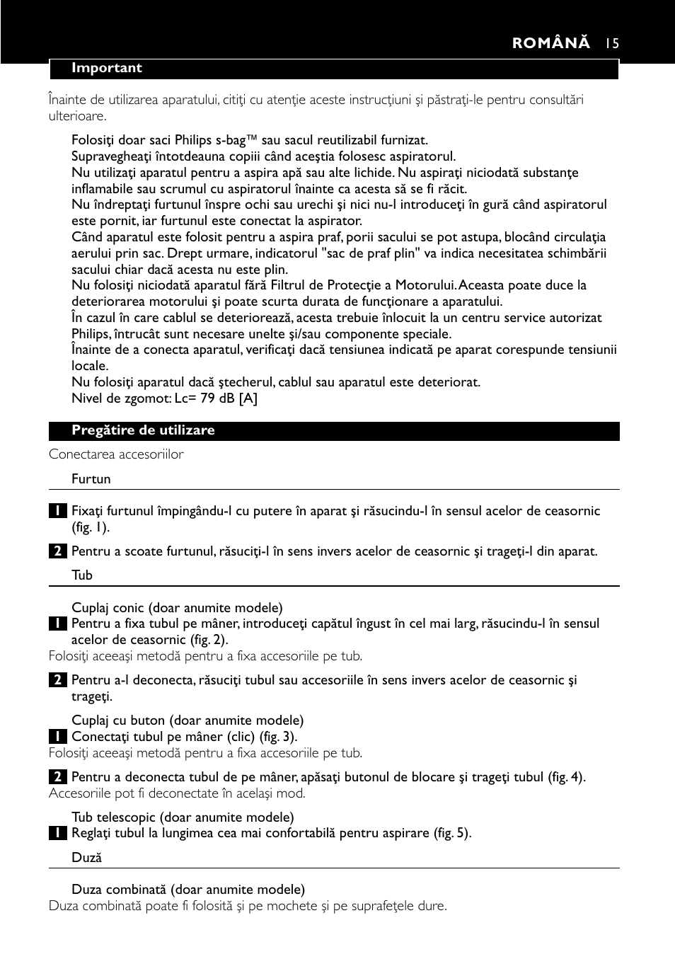 Română 15 | Philips FC8424 User Manual | Page 15 / 76