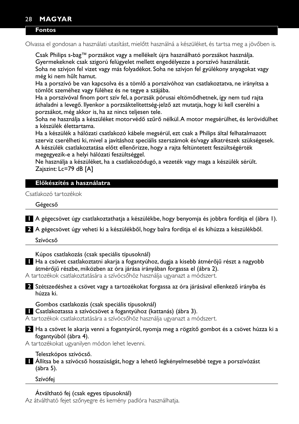 Magyar 28 | Philips FC8424 User Manual | Page 28 / 76