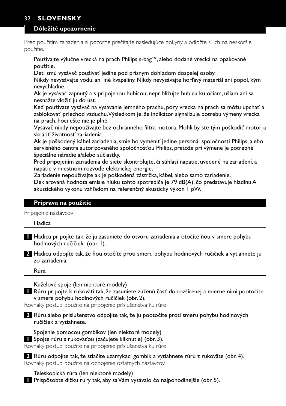 Slovensky 32 | Philips FC8424 User Manual | Page 32 / 76