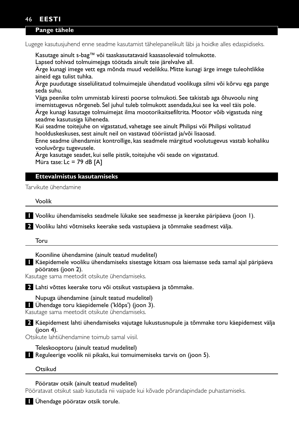 Eesti 46 | Philips FC8424 User Manual | Page 46 / 76