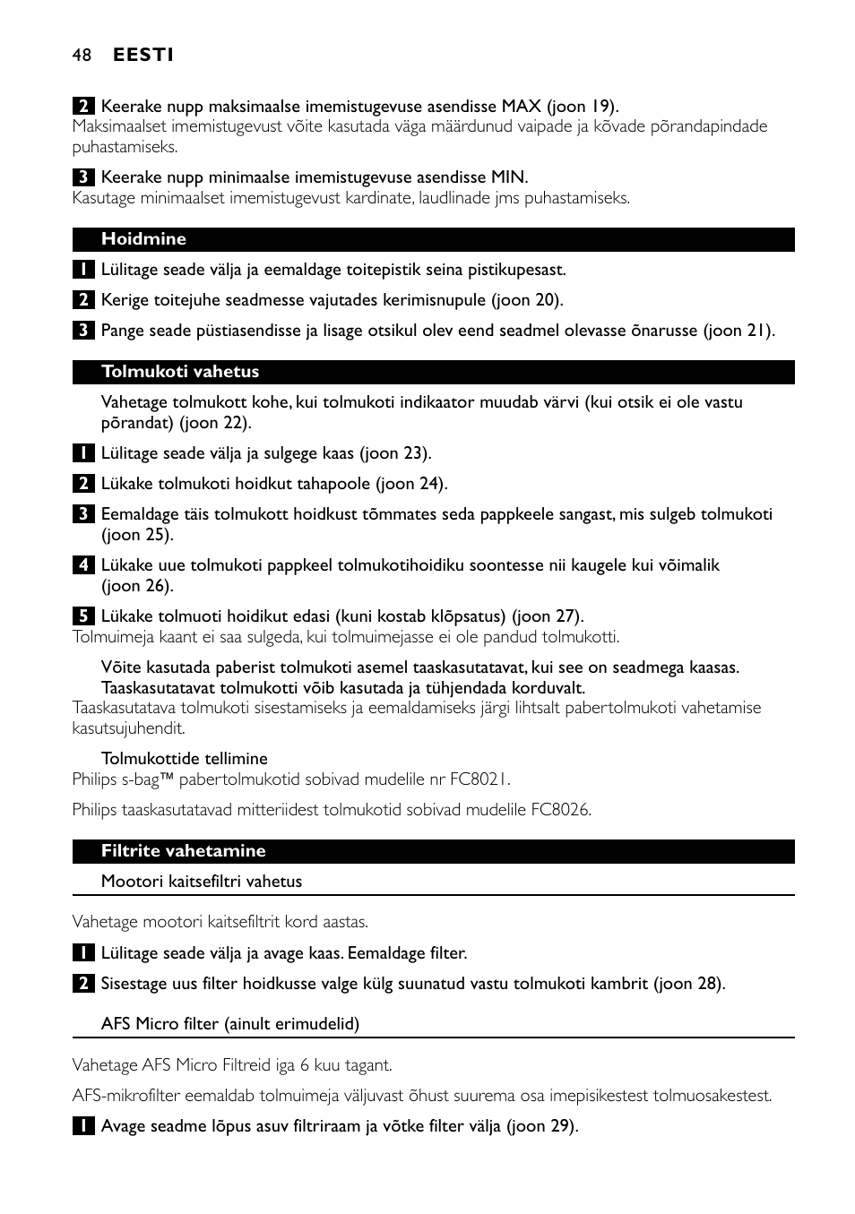 Philips FC8424 User Manual | Page 48 / 76