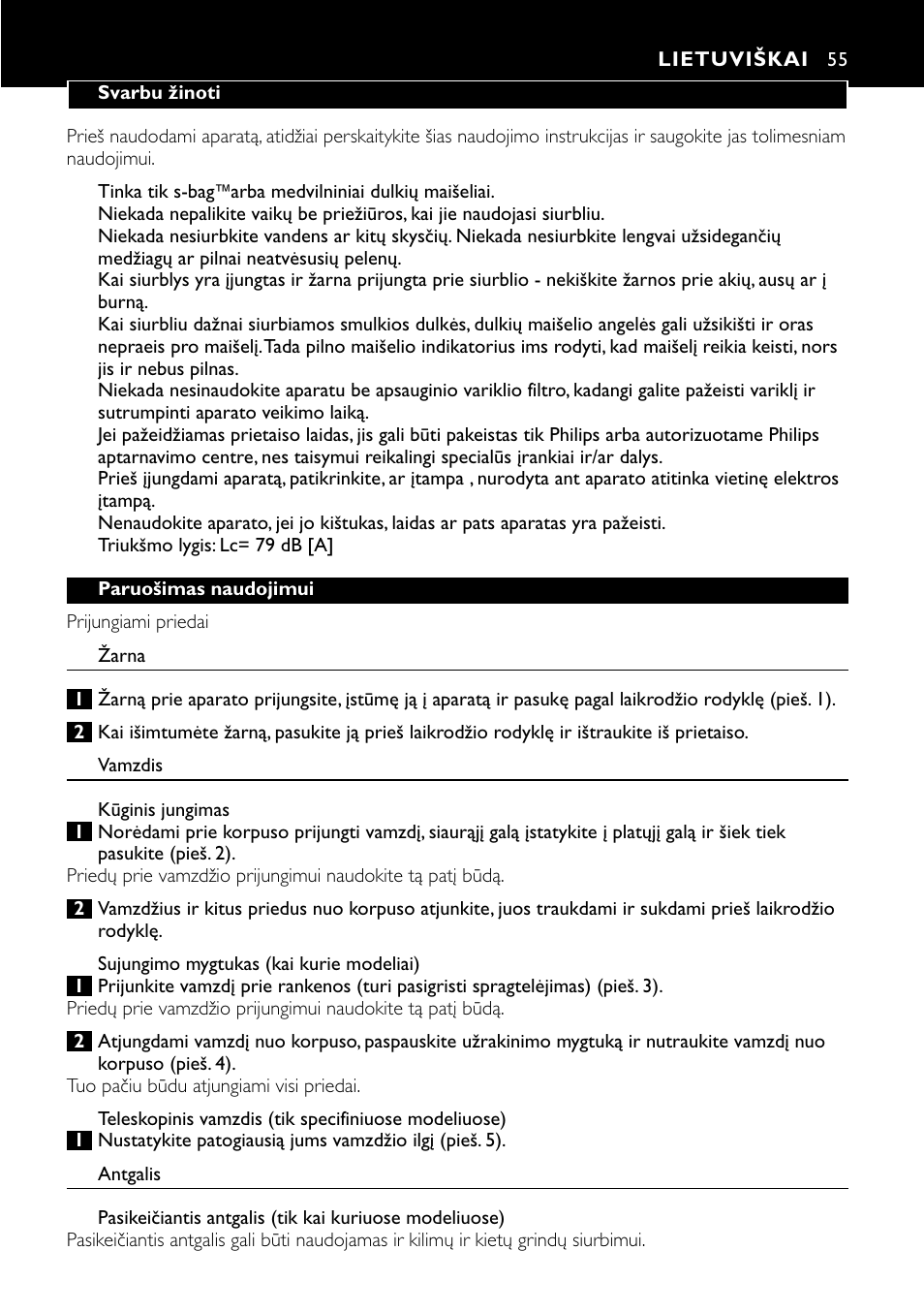 Lietuviškai 55 | Philips FC8424 User Manual | Page 55 / 76