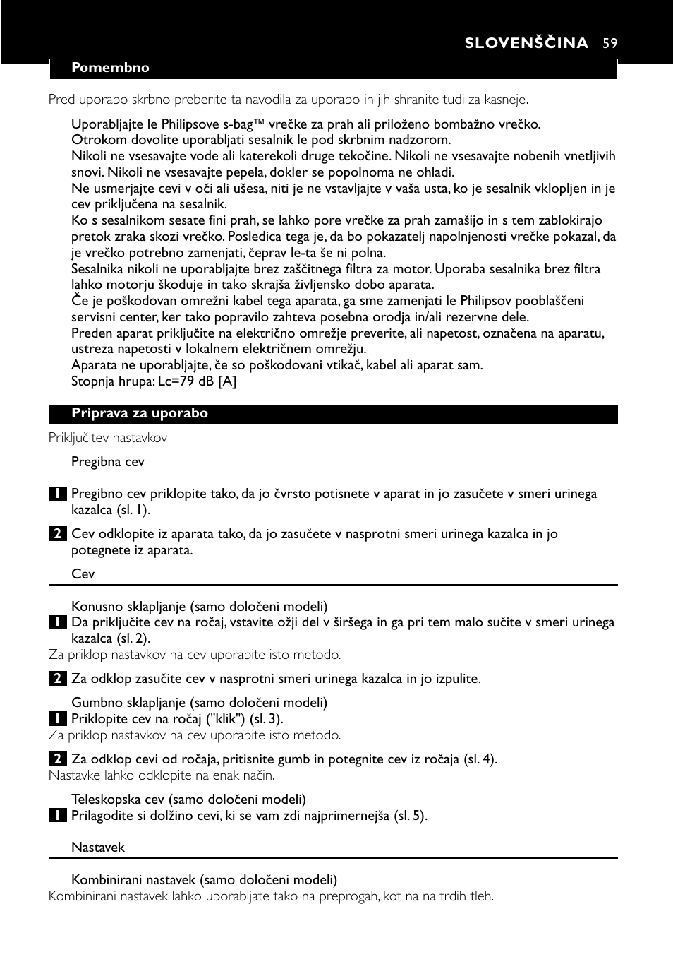 Slovenščina 59 | Philips FC8424 User Manual | Page 59 / 76