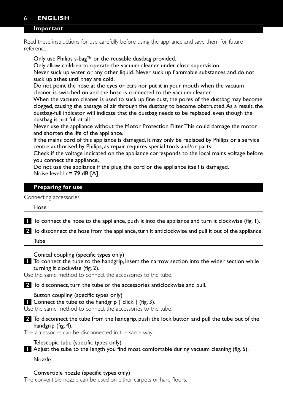 English 6 | Philips FC8424 User Manual | Page 6 / 76