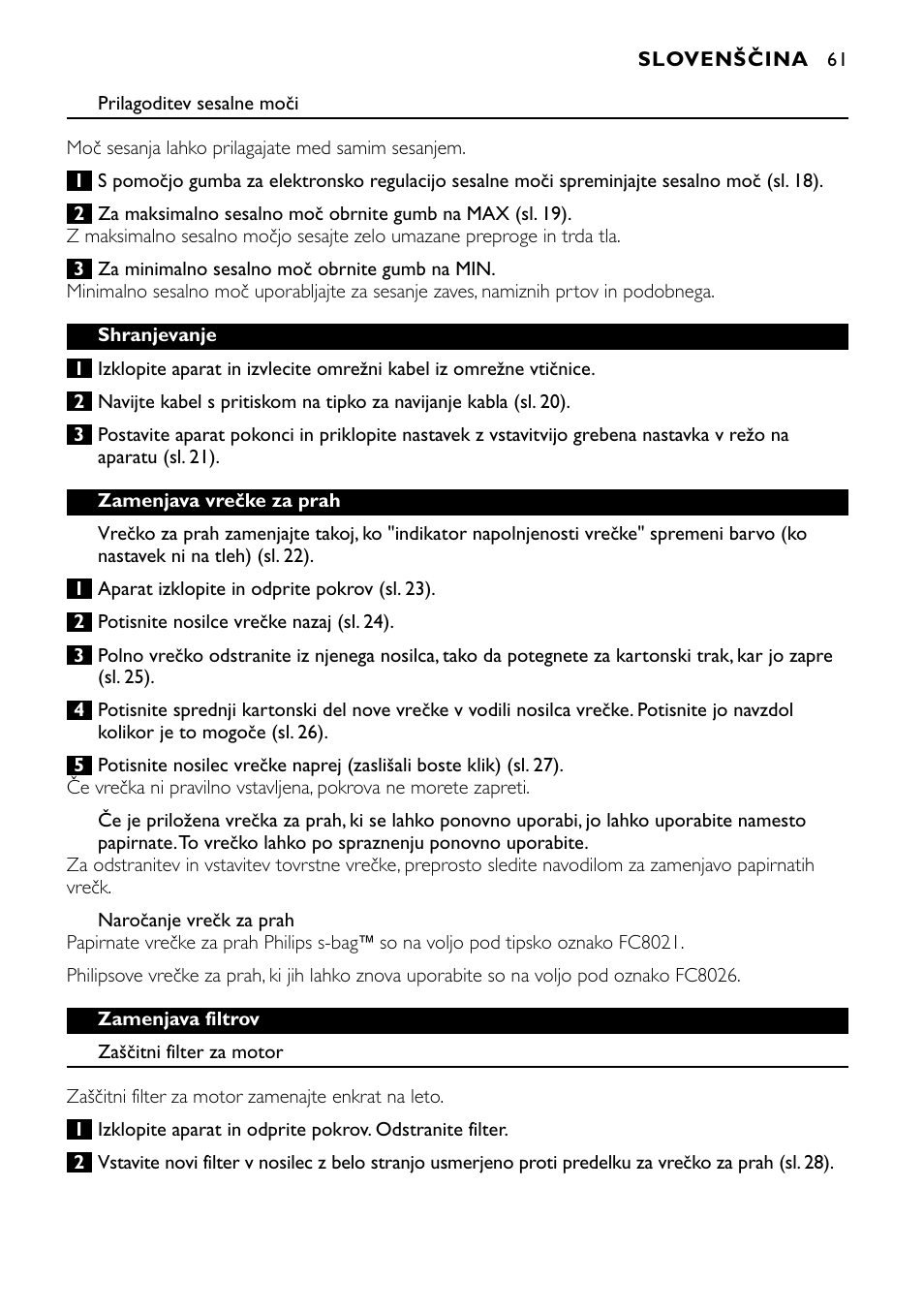 Philips FC8424 User Manual | Page 61 / 76