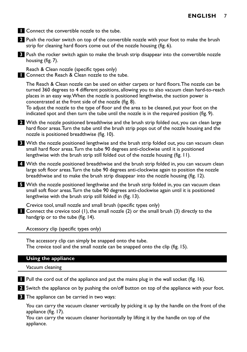Philips FC8424 User Manual | Page 7 / 76