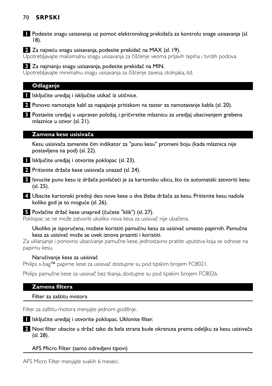 Philips FC8424 User Manual | Page 70 / 76