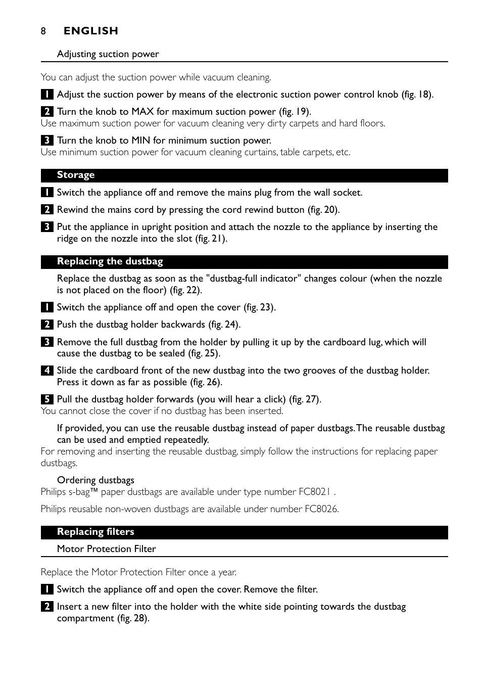 Philips FC8424 User Manual | Page 8 / 76