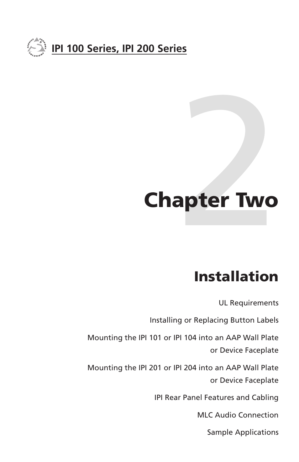 Ch. 2: installation, Chapter two • installation | Extron electronic IPI 100 Series User Manual | Page 15 / 100