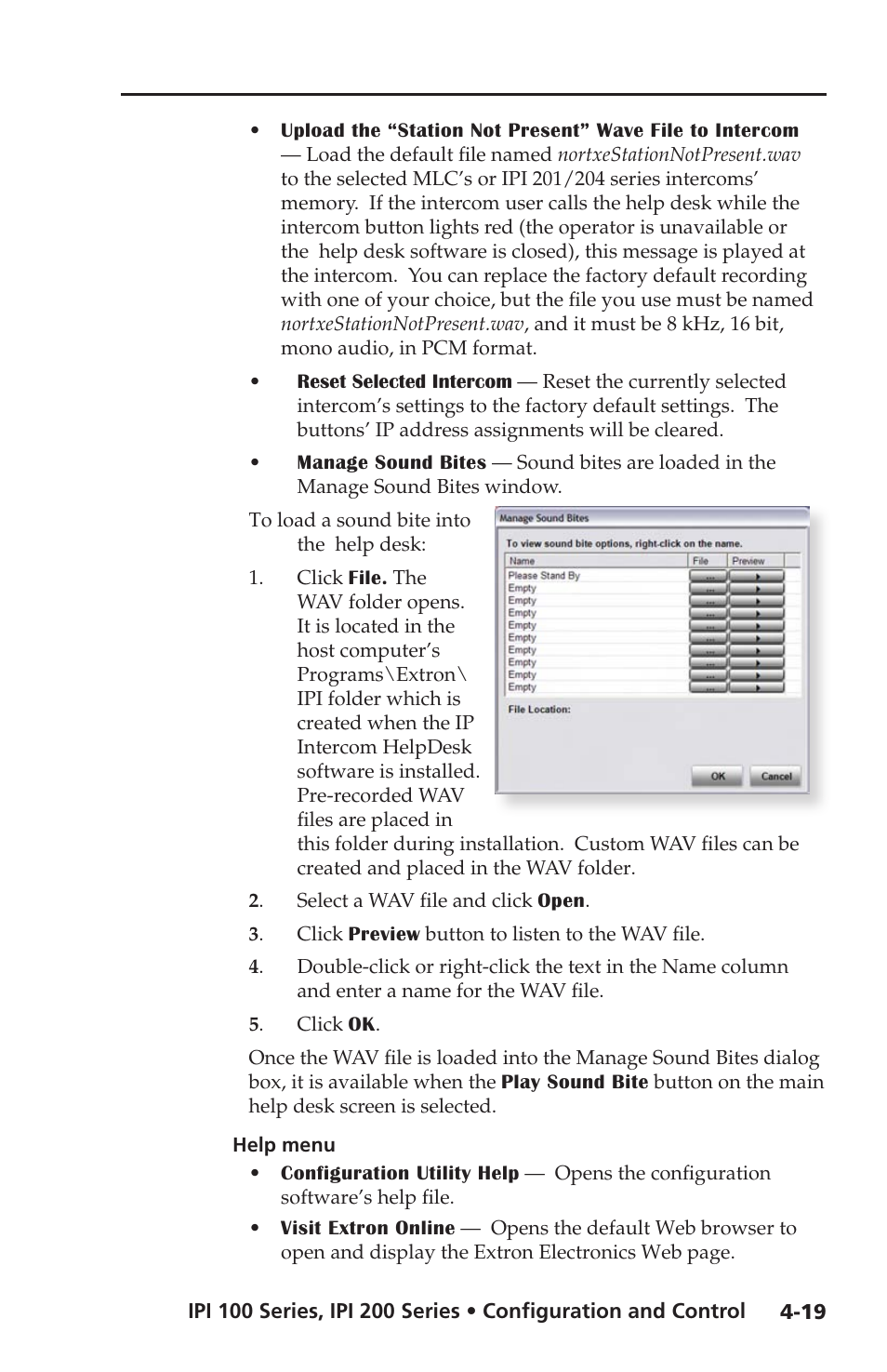 Help menu -19 | Extron electronic IPI 100 Series User Manual | Page 51 / 100