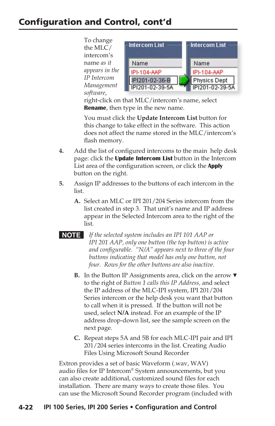 Configuration and control, cont’d | Extron electronic IPI 100 Series User Manual | Page 54 / 100