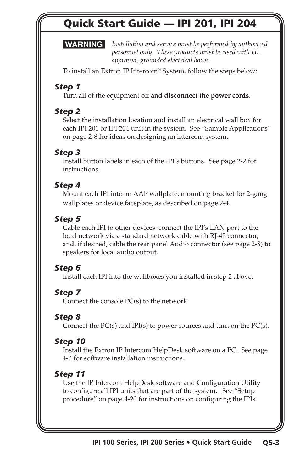 Ipi 201, ipi 204 | Extron electronic IPI 100 Series User Manual | Page 7 / 100