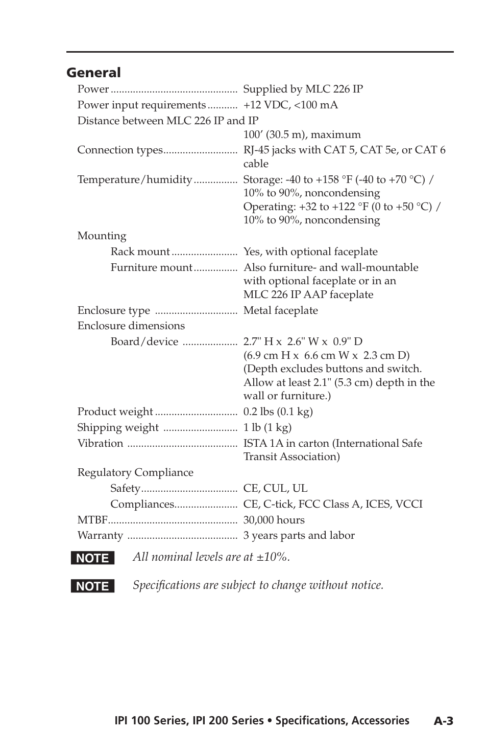 General | Extron electronic IPI 100 Series User Manual | Page 93 / 100