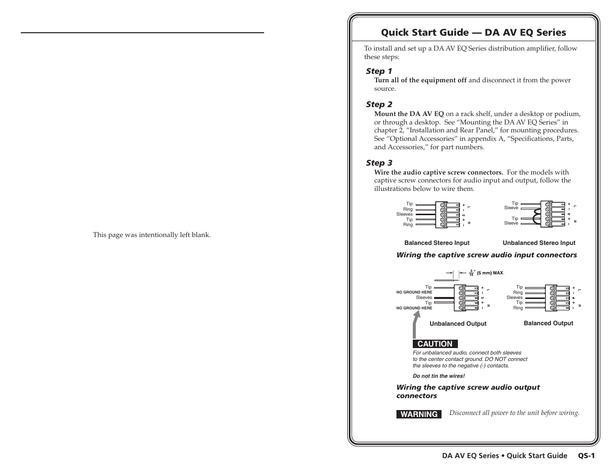 Quick start guide — da av eq series | Extron Electronics DA 6V EQ User Manual | Page 4 / 22