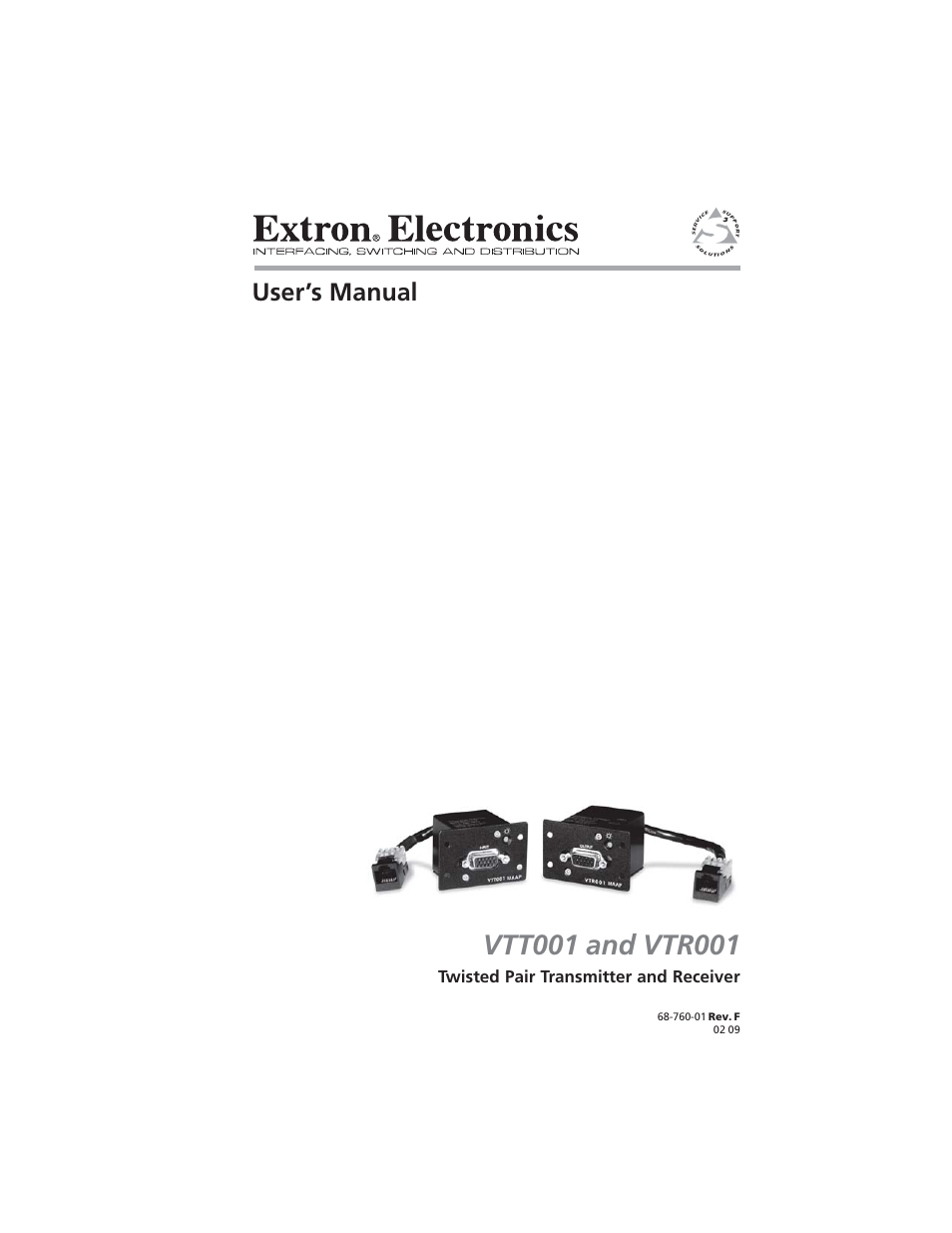 Extron electronic Twisted Pair Receiver VTR001 User Manual | 40 pages