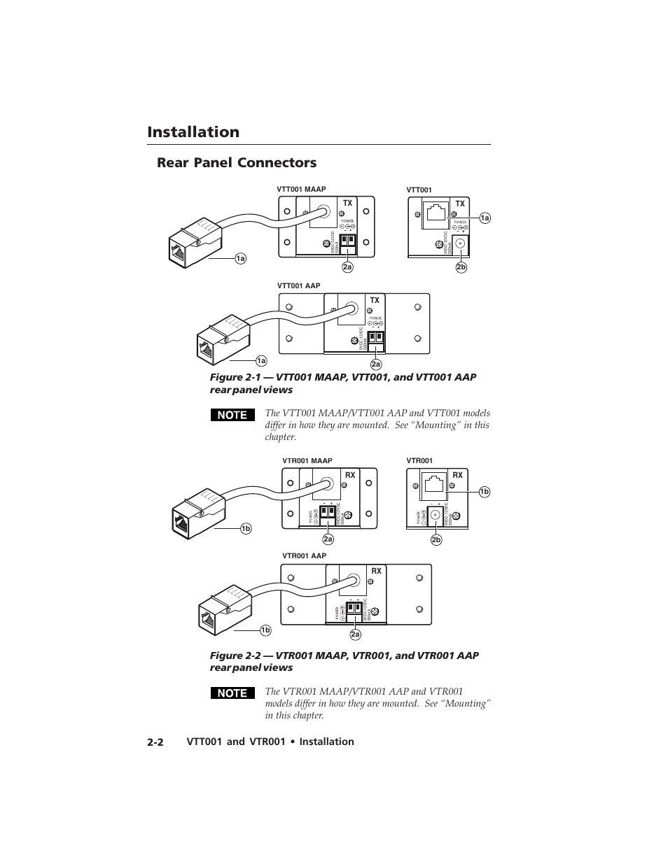 Installation, Installation, cont’d rear panel connectors | Extron electronic Twisted Pair Receiver VTR001 User Manual | Page 14 / 40