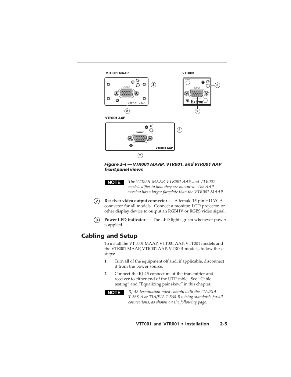 Cabling and setup | Extron electronic Twisted Pair Receiver VTR001 User Manual | Page 17 / 40