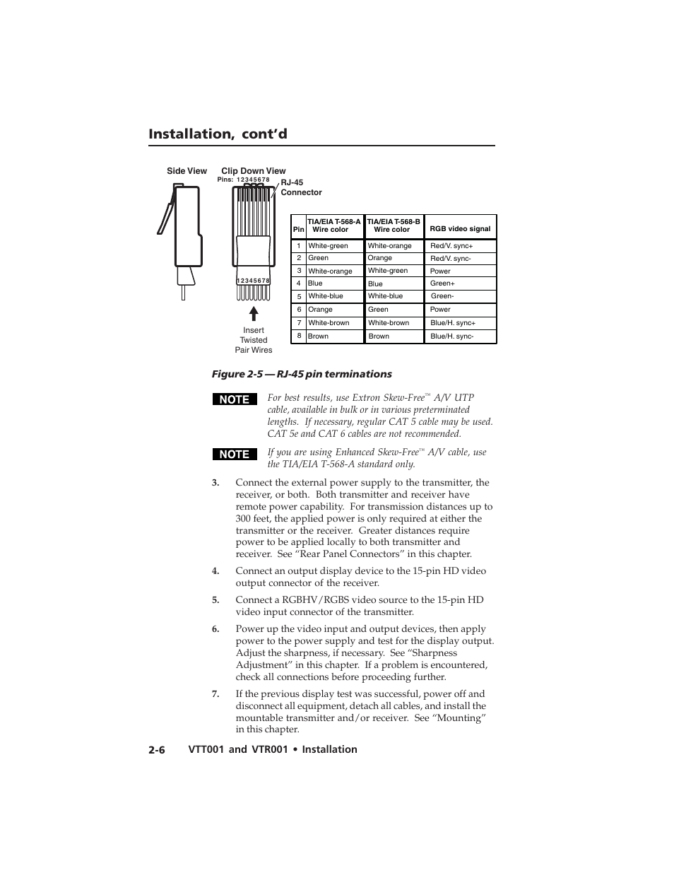 Installation, cont’d | Extron electronic Twisted Pair Receiver VTR001 User Manual | Page 18 / 40