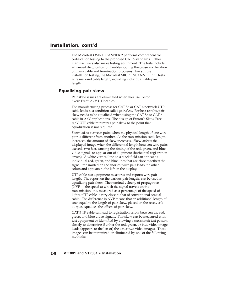 Installation, cont’d | Extron electronic Twisted Pair Receiver VTR001 User Manual | Page 20 / 40