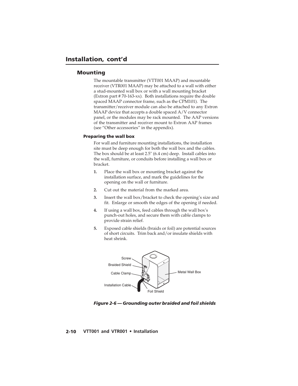 Installation, cont’d | Extron electronic Twisted Pair Receiver VTR001 User Manual | Page 22 / 40