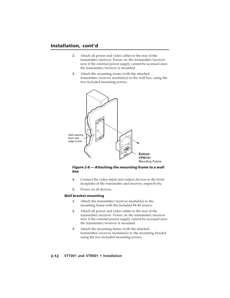 Installation, cont’d | Extron electronic Twisted Pair Receiver VTR001 User Manual | Page 24 / 40