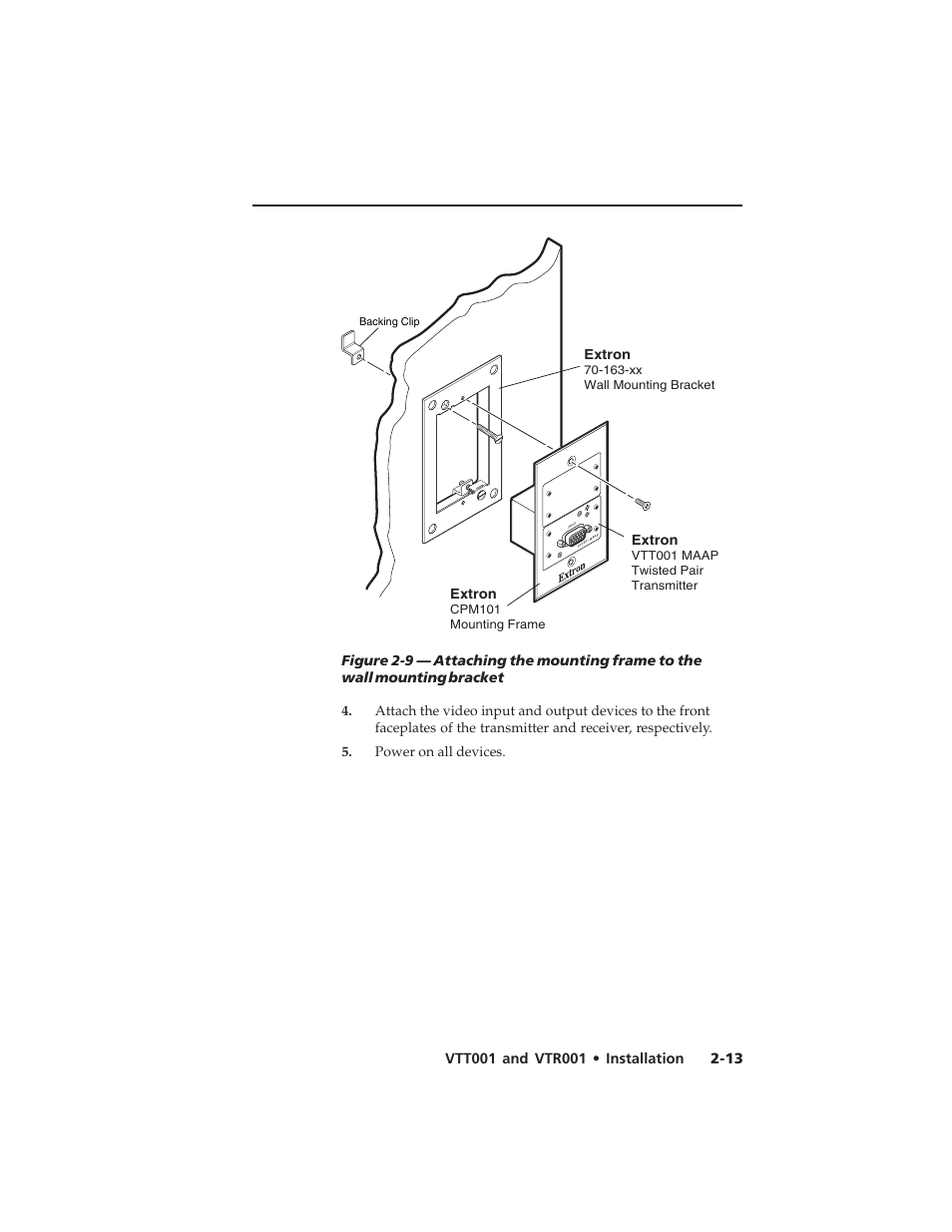 Extron, Cpm101 mounting frame, 163-xx wall mounting bracket | Vtt001 maap twisted pair transmitter | Extron electronic Twisted Pair Receiver VTR001 User Manual | Page 25 / 40