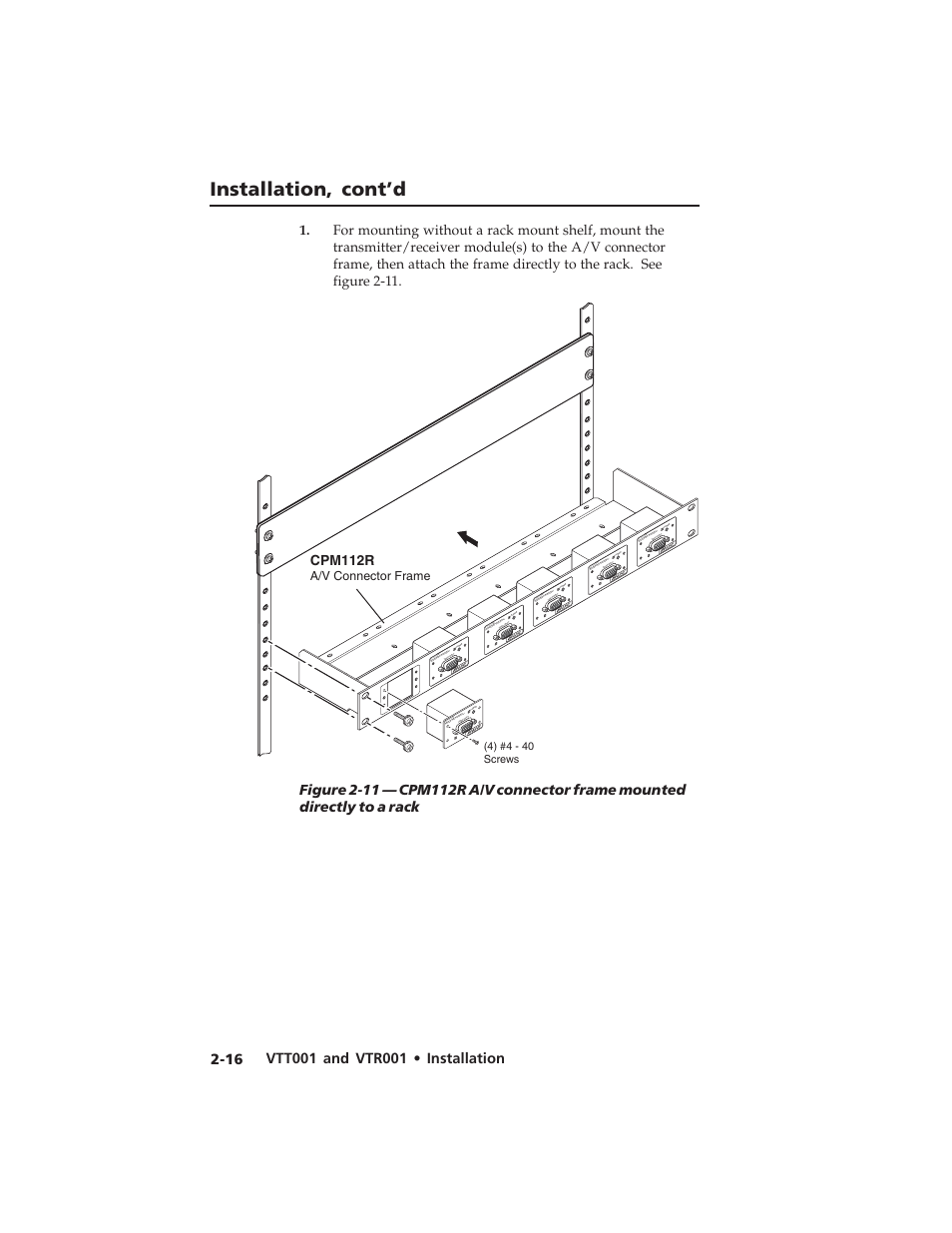 Installation, cont’d | Extron electronic Twisted Pair Receiver VTR001 User Manual | Page 28 / 40