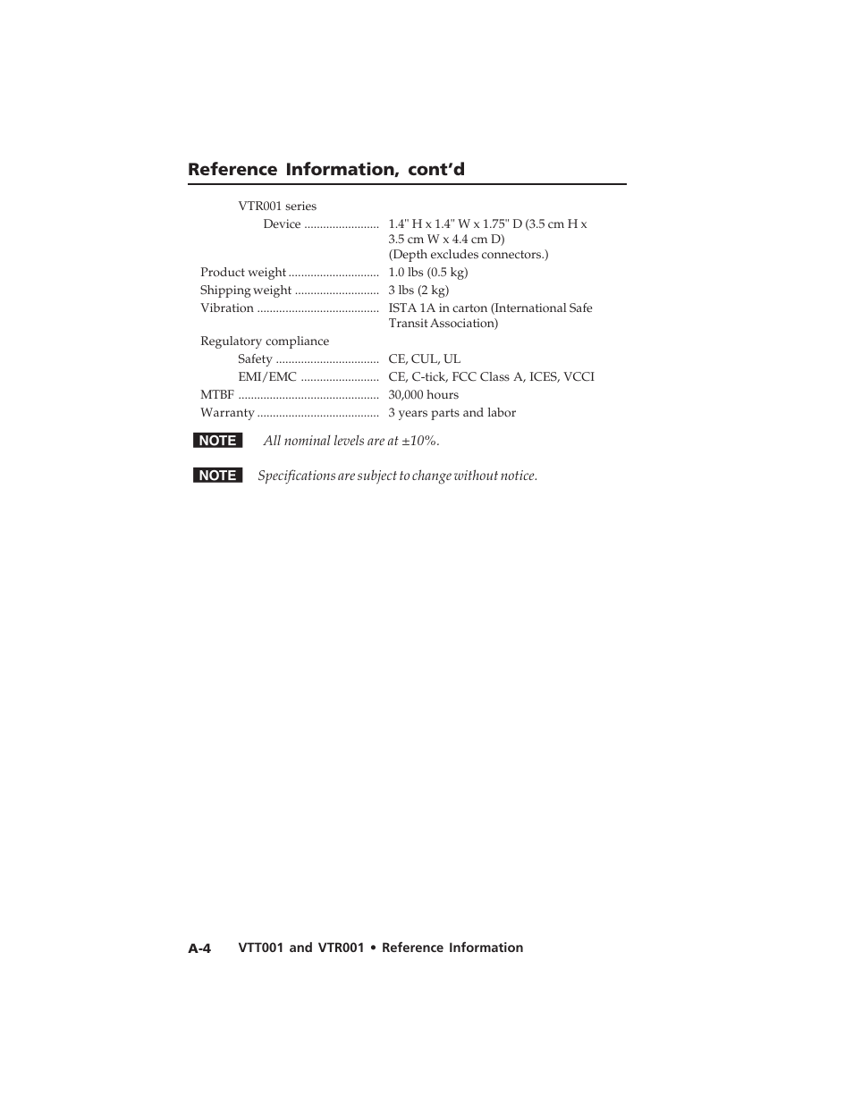 Reference information, cont’d | Extron electronic Twisted Pair Receiver VTR001 User Manual | Page 34 / 40