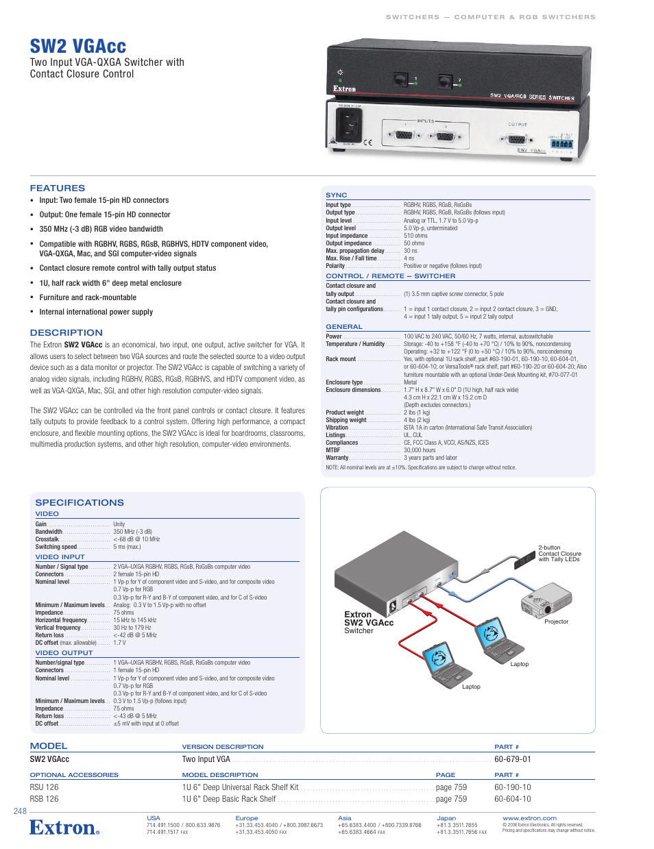 Extron electronic Extron SW 2 VGAcc User Manual | 1 page