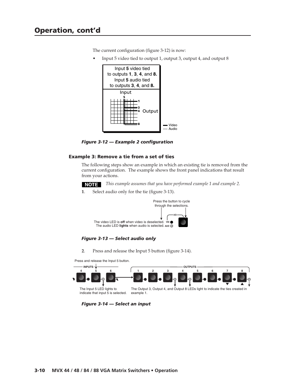 Operation, cont’d, Example 3: remove a tie from a set of ties | Extron electronic MVX 44 series User Manual | Page 26 / 78