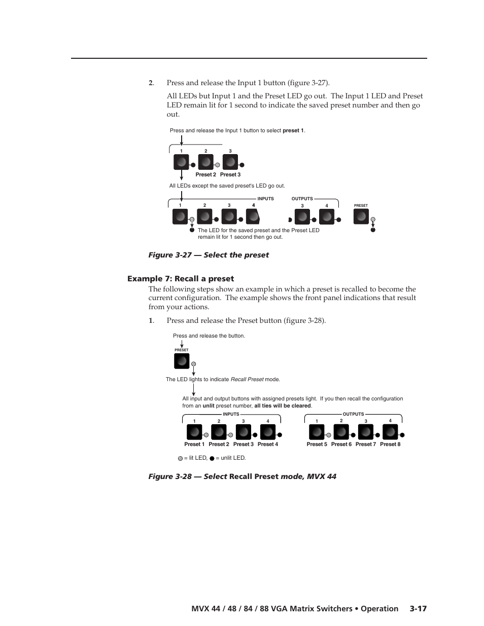 Example 7: recall a preset, Figure 3-27 — select the preset | Extron electronic MVX 44 series User Manual | Page 33 / 78