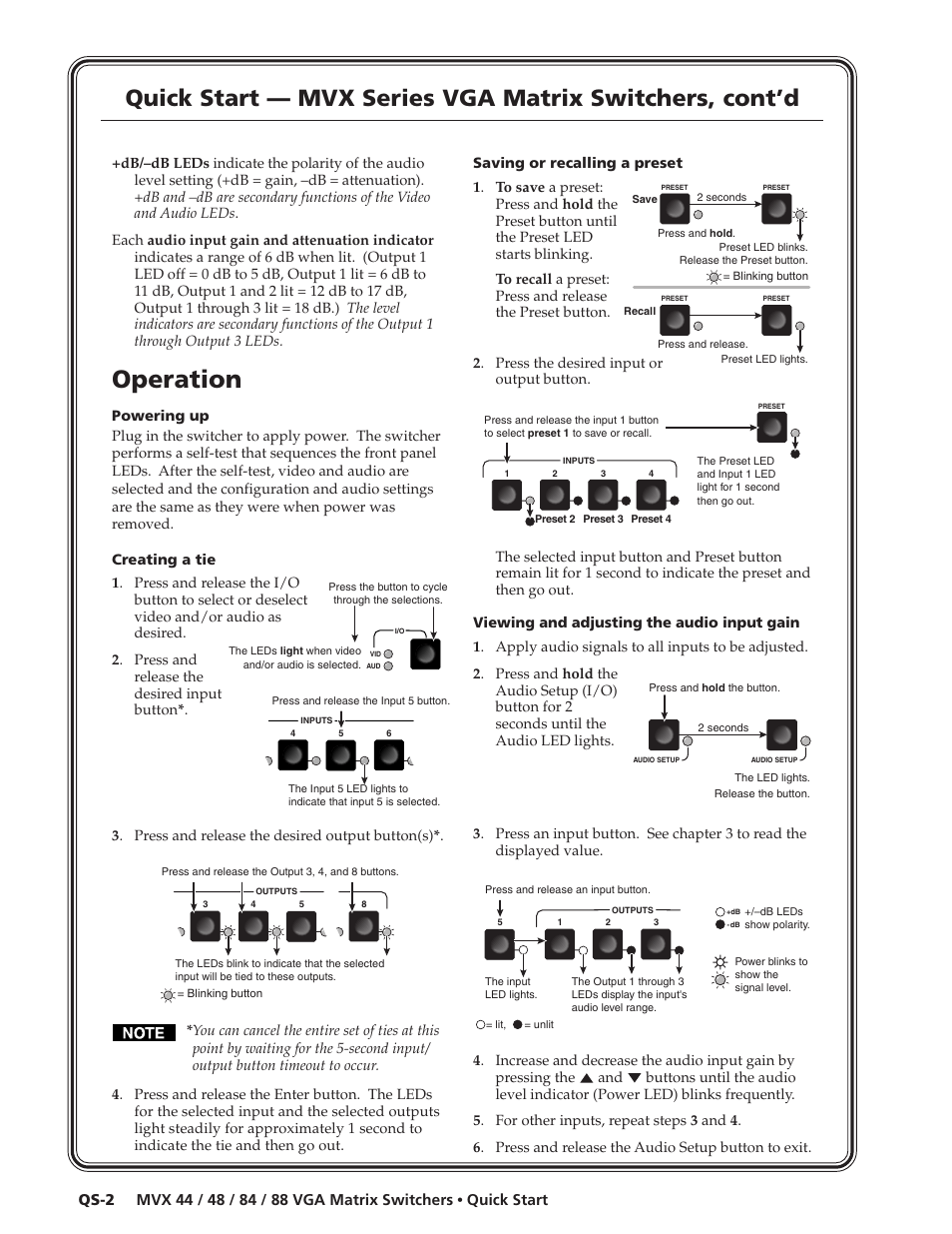 Operation | Extron electronic MVX 44 series User Manual | Page 4 / 78