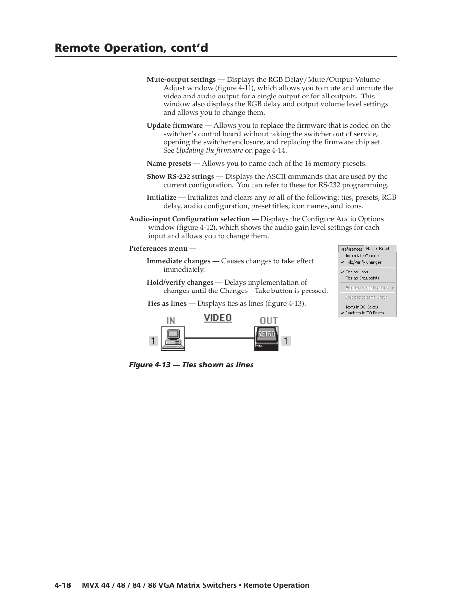 Remote operation, cont’d | Extron electronic MVX 44 series User Manual | Page 66 / 78