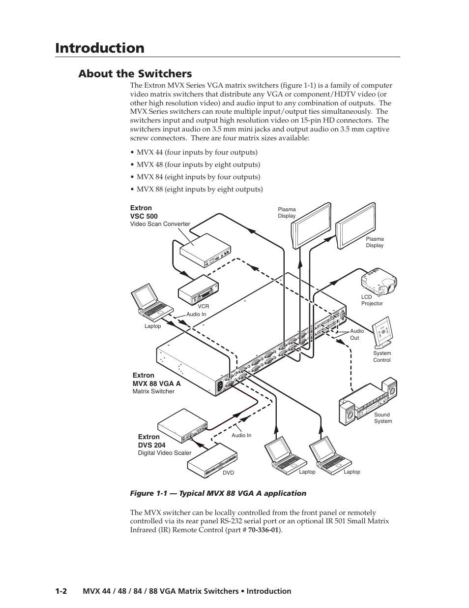 Introduction, Introduction, cont’d, About the switchers | Extron electronic MVX 44 series User Manual | Page 8 / 78