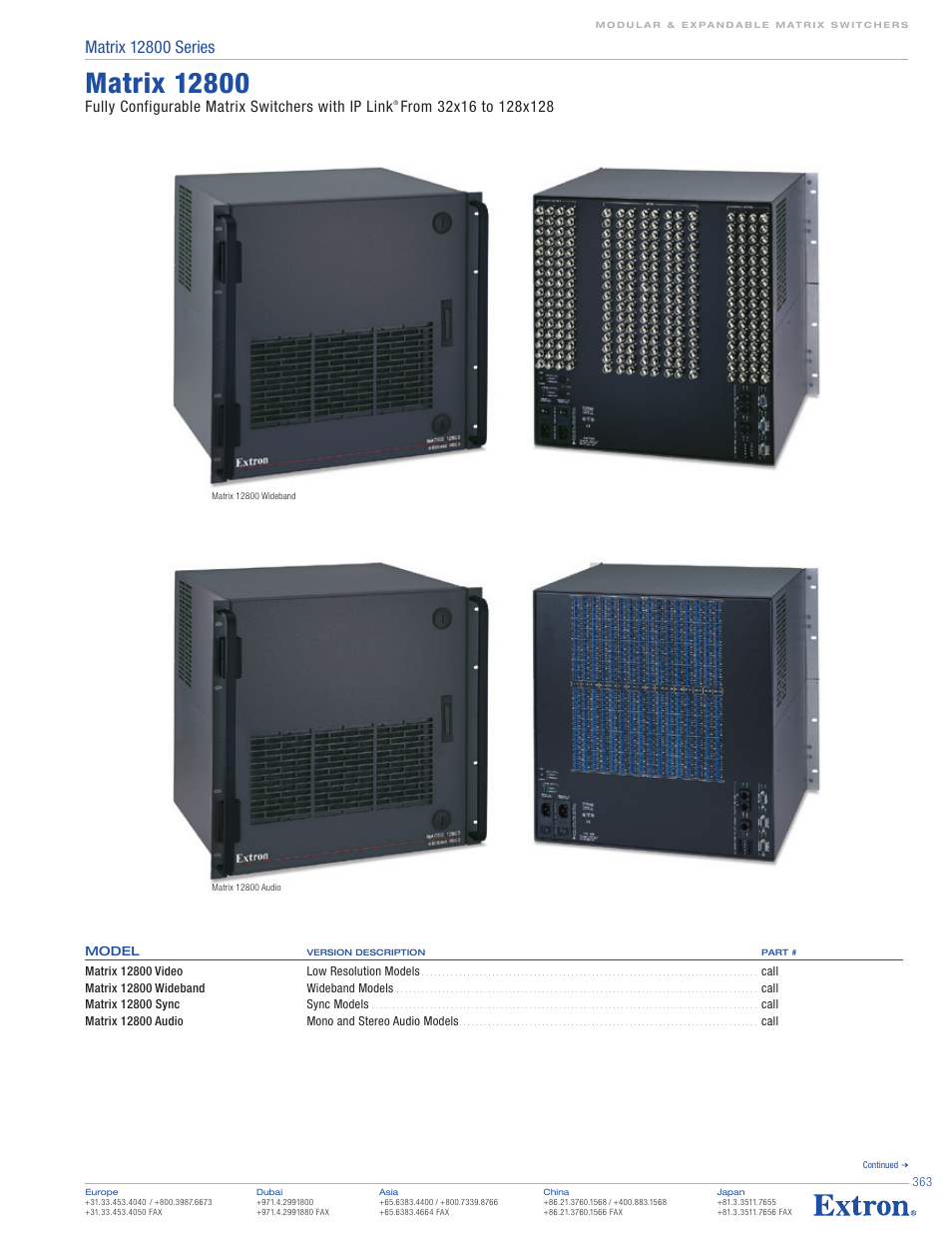 Fully configurable matrix switchers with ip link | Extron electronic Matrix 12800 Series User Manual | Page 4 / 5