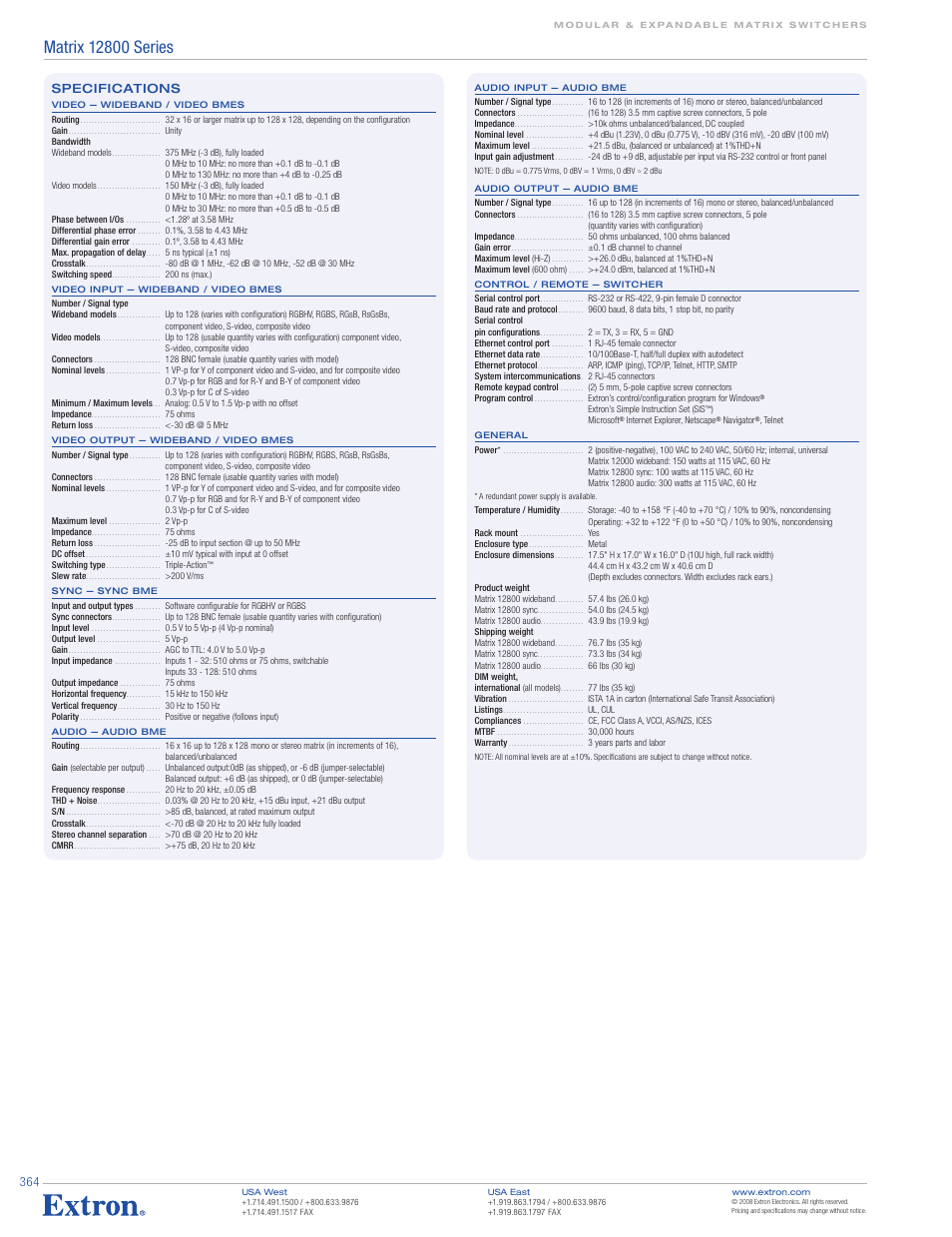Extron electronic Matrix 12800 Series User Manual | Page 5 / 5