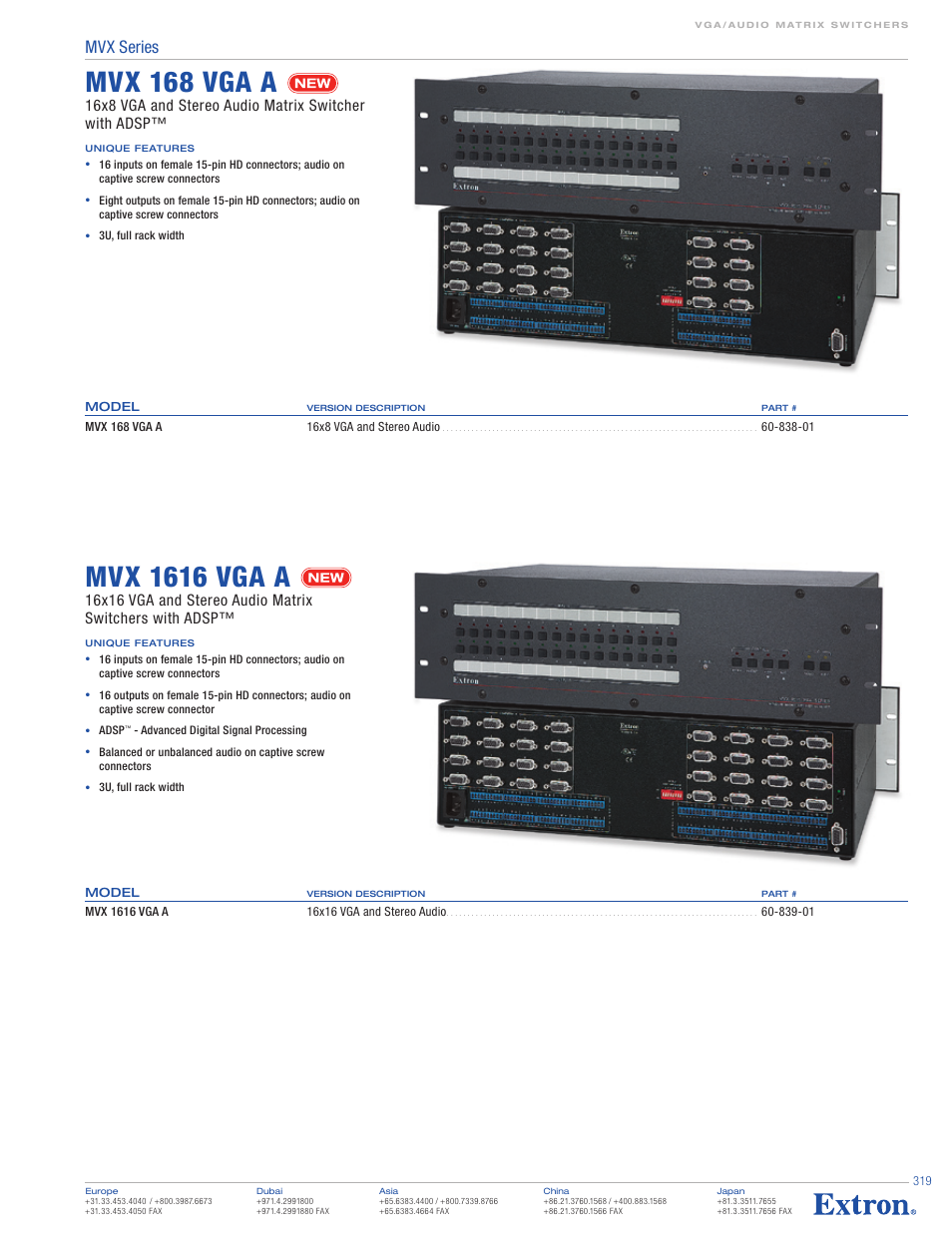 Mvx 168 vga a, Mvx 1616 vga a, Mvx series | Extron electronic MVX 128 VGA User Manual | Page 4 / 5