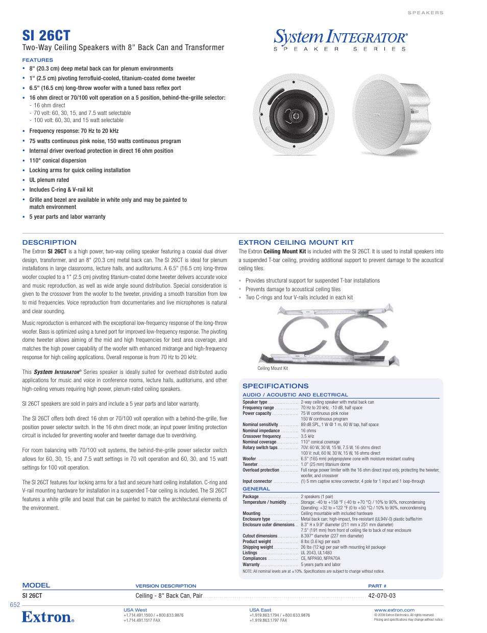 Extron electronic SI 26CT User Manual | 1 page