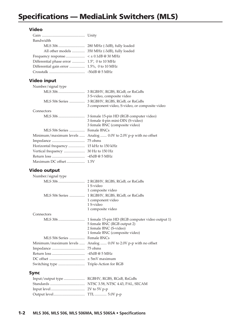 Extron electronic MLS 506MA User Manual | 4 pages