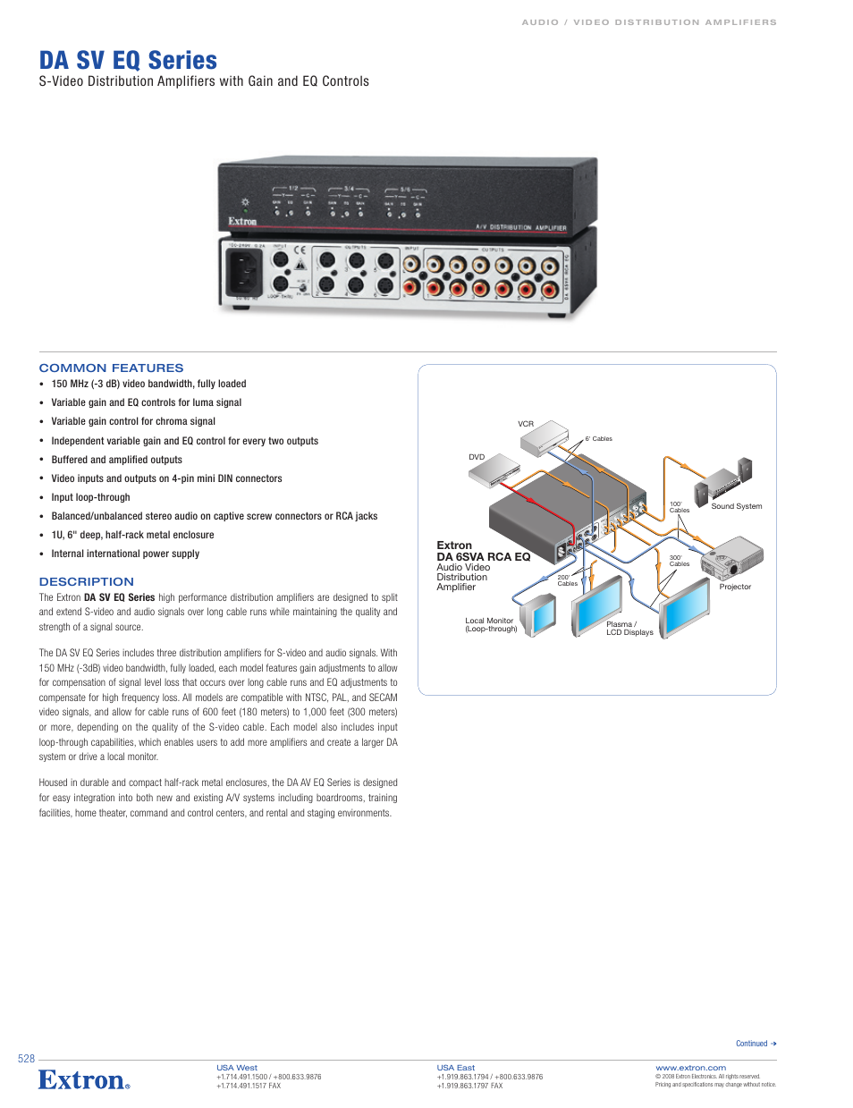 Extron electronic DA SV EQ Series User Manual | 3 pages