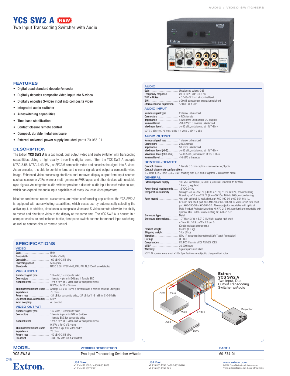 Extron electronic YCS SW2 A User Manual | 1 page