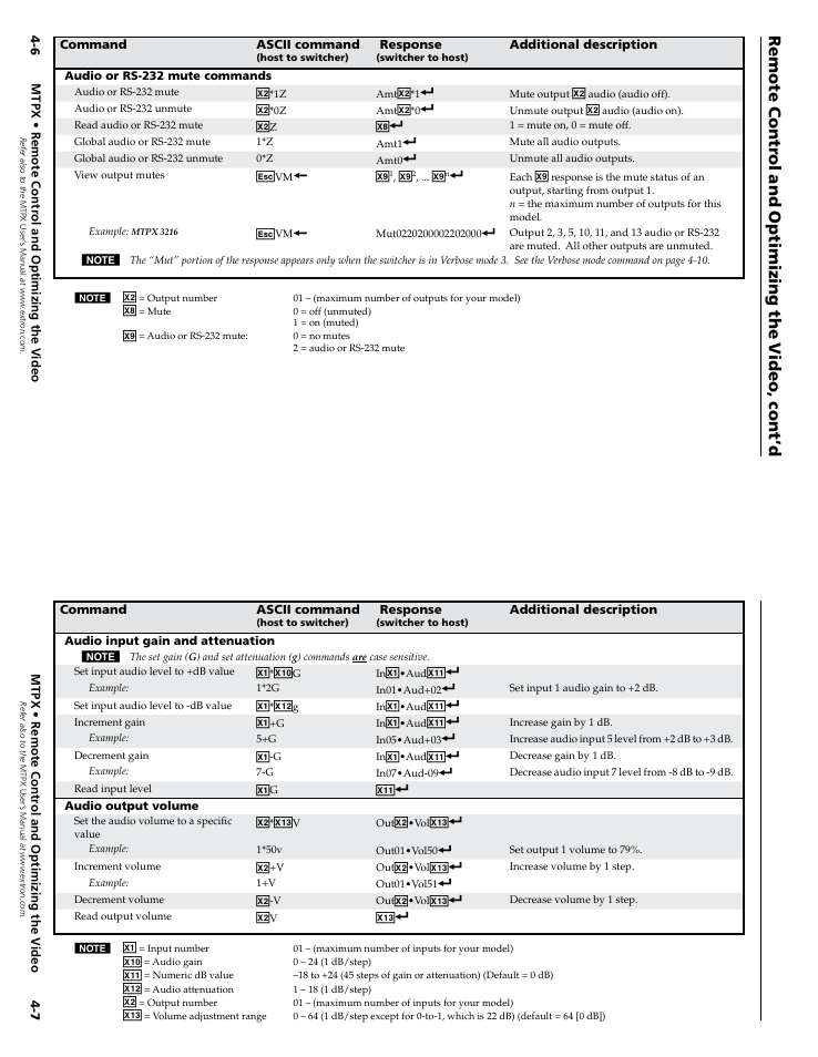 Remote contr ol and optimizing the v ideo, cont’d | Extron Electronics MTPX Series User Manual | Page 20 / 23