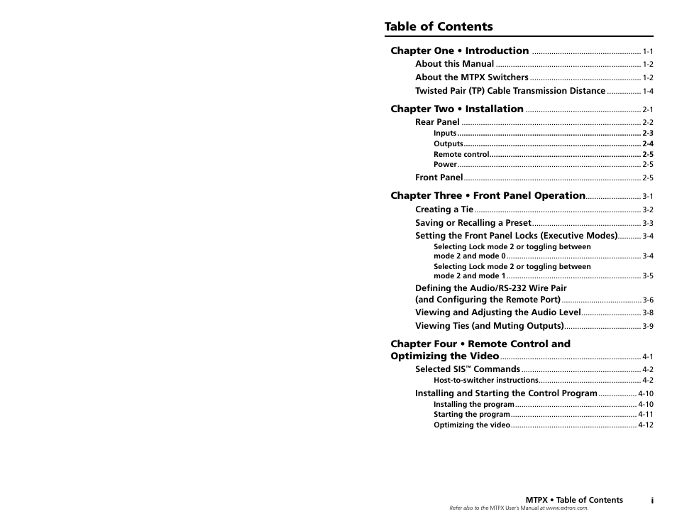 Extron Electronics MTPX Series User Manual | Page 4 / 23